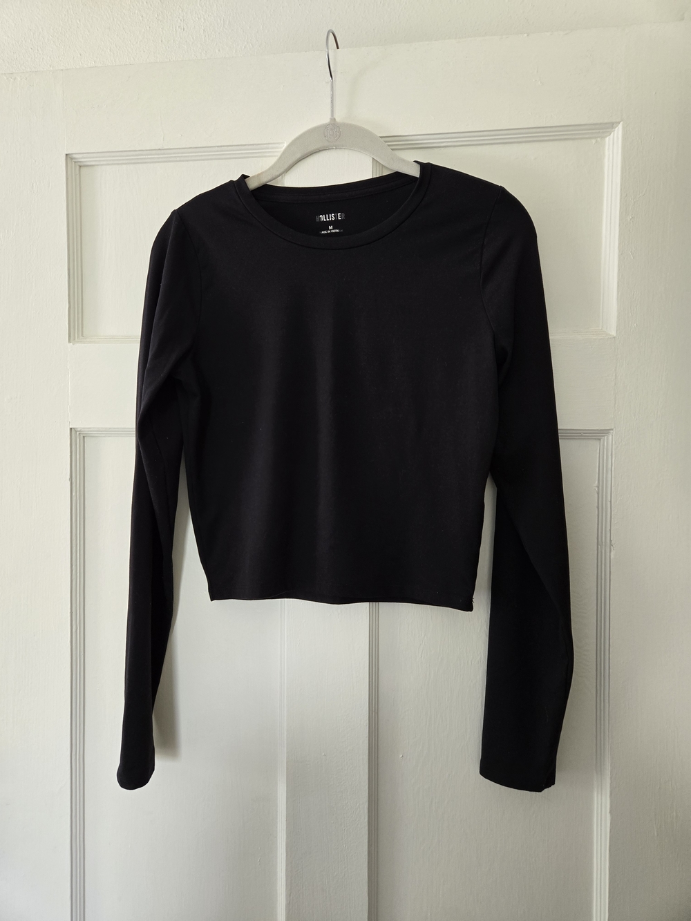 HOLLISTER Black Long-Sleeve Crewneck Crop Top